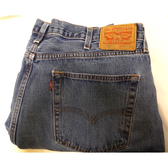 Levi's 550 Jeans Relaxed Fit Denim Men's Size 40X32 Blue Cotton Stretch Tapered - Picture 1 of 13